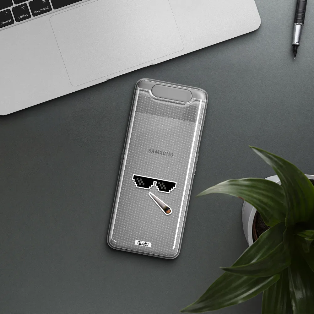 a cigarette and sunglasses Samsung A80 Clear TPU Case
