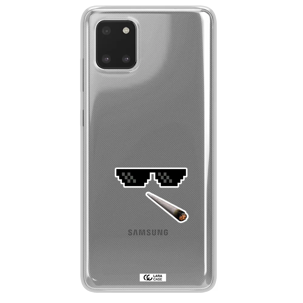 a cigarette and sunglasses Samsung A81 Clear TPU Case