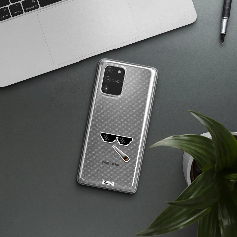 a cigarette and sunglasses Samsung A91 Clear TPU Case