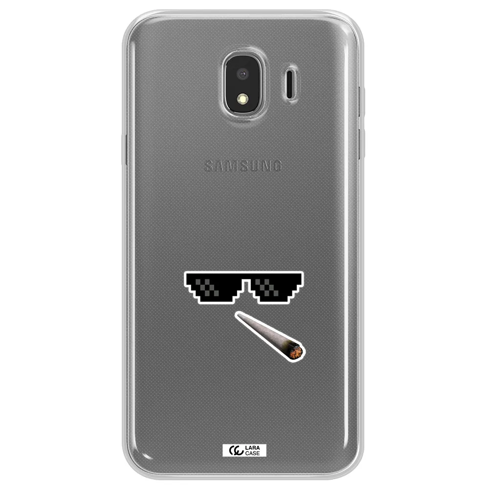 a cigarette and sunglasses Samsung J4 Clear TPU Case