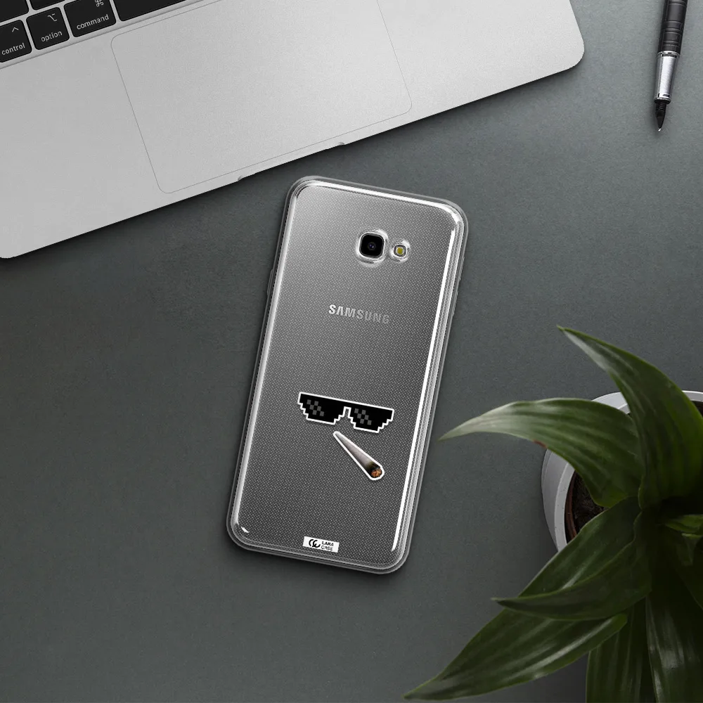 a cigarette and sunglasses Samsung J4 Plus Clear TPU Case