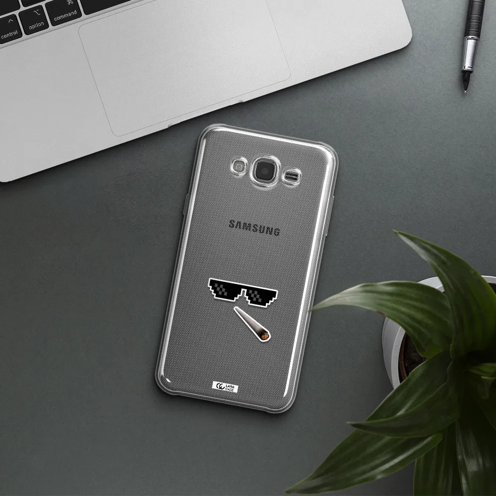 a cigarette and sunglasses Samsung J7 2015 Clear TPU Case