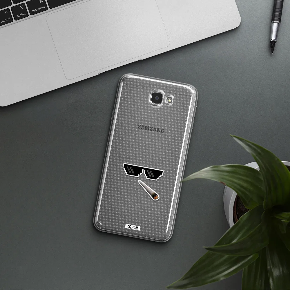 a cigarette and sunglasses Samsung J7 Prim Clear TPU Case