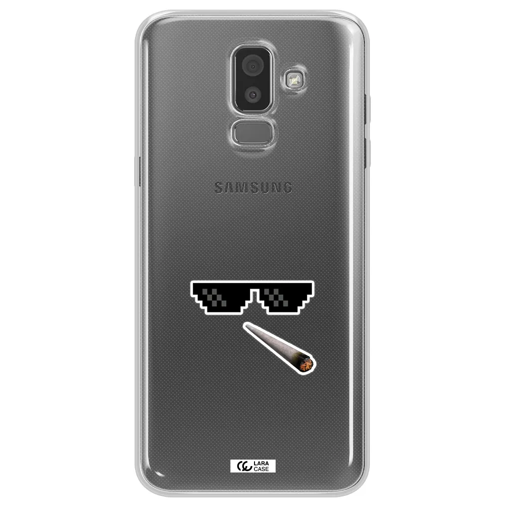 a cigarette and sunglasses Samsung J8 Clear TPU Case
