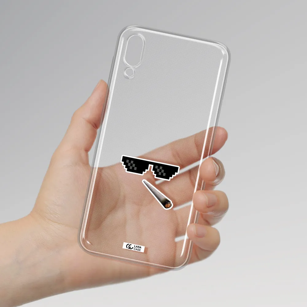 a cigarette and sunglasses Samsung M10 Clear TPU Case