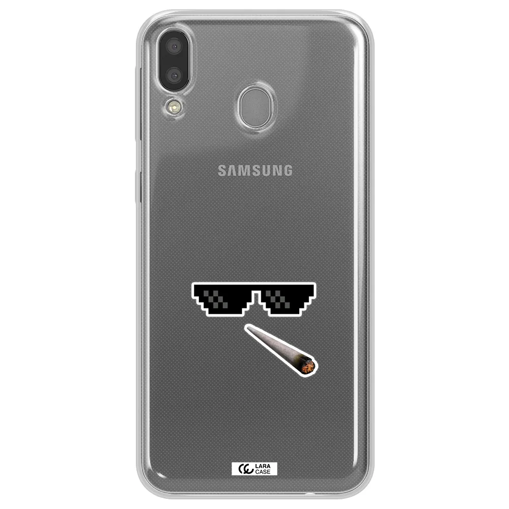 a cigarette and sunglasses Samsung M20 Clear TPU Case