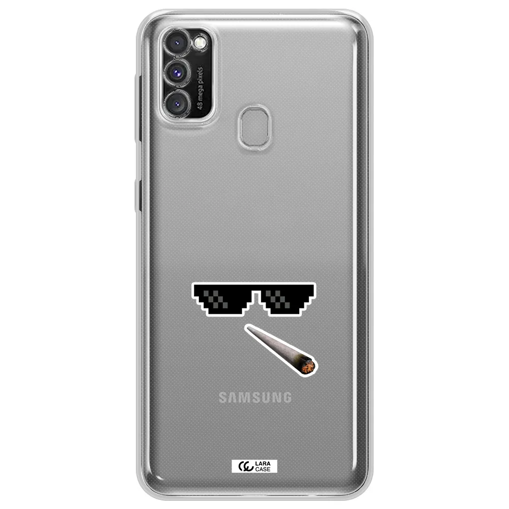 a cigarette and sunglasses Samsung M30S Clear TPU Case