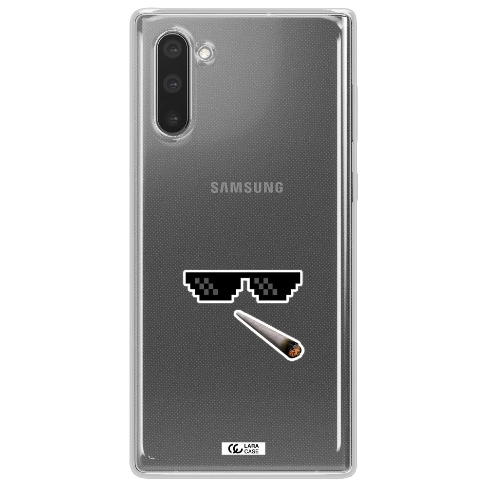 a cigarette and sunglasses Samsung Note 10 Clear TPU Case