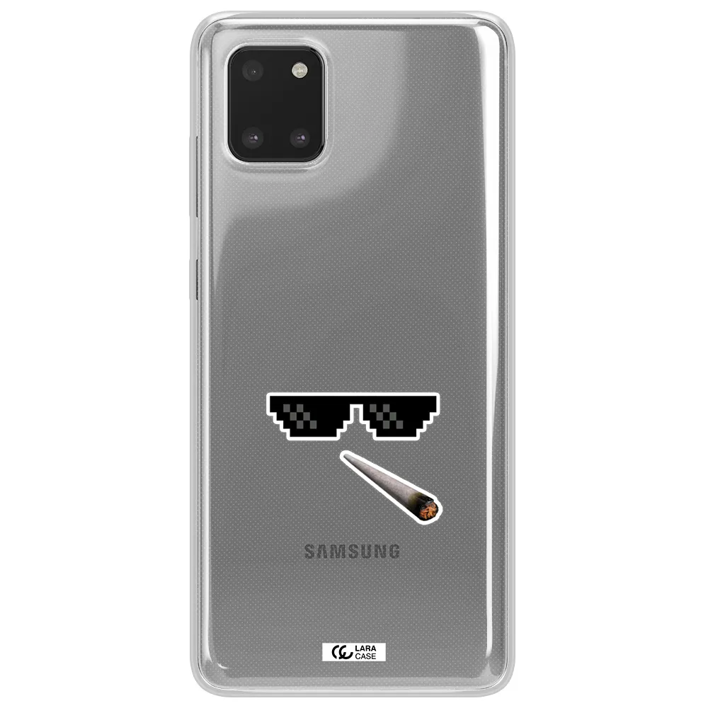 a cigarette and sunglasses Samsung Note 10 Lite Clear TPU Case