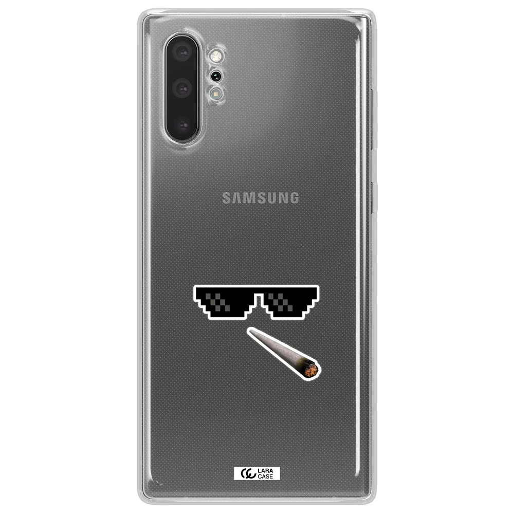 a cigarette and sunglasses Samsung Note 10 Plus Clear TPU Case