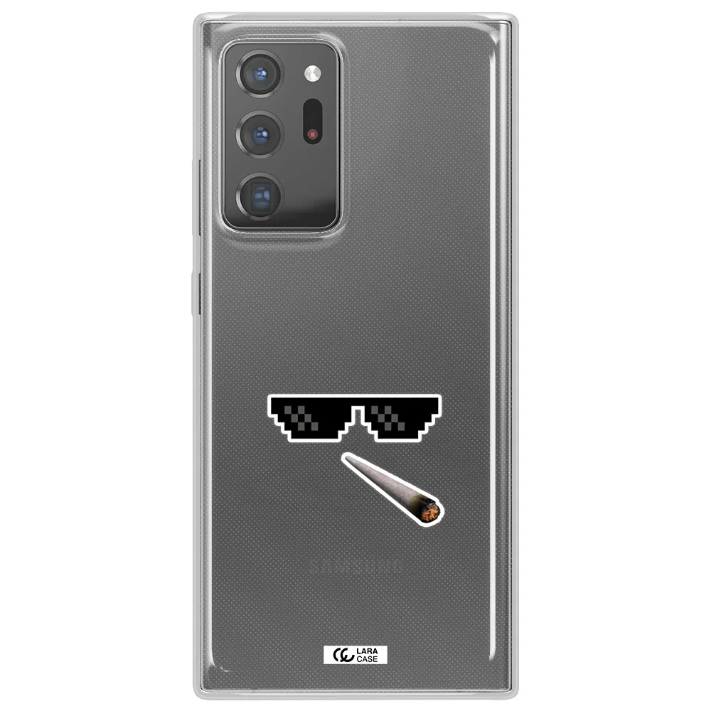 a cigarette and sunglasses Samsung Note 20 Ultra Clear TPU Case