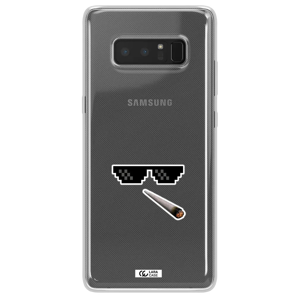 a cigarette and sunglasses Samsung Note 8 Clear TPU Case