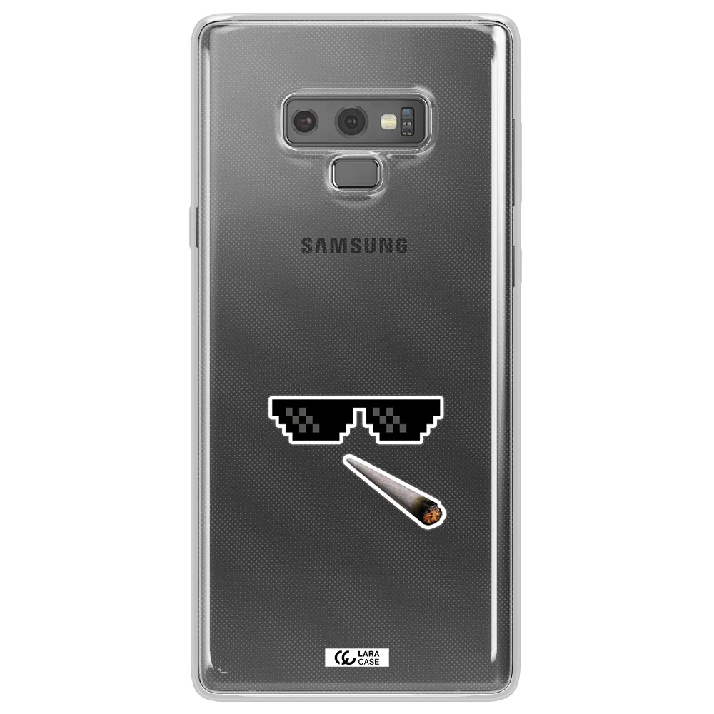 a cigarette and sunglasses Samsung Note 9 Clear TPU Case