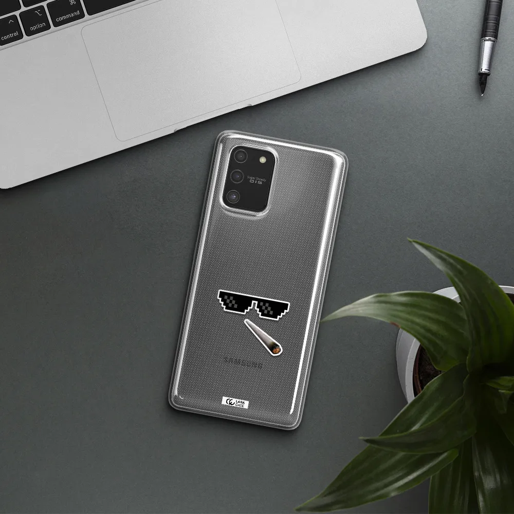 a cigarette and sunglasses Samsung S10 Lite Clear TPU Case