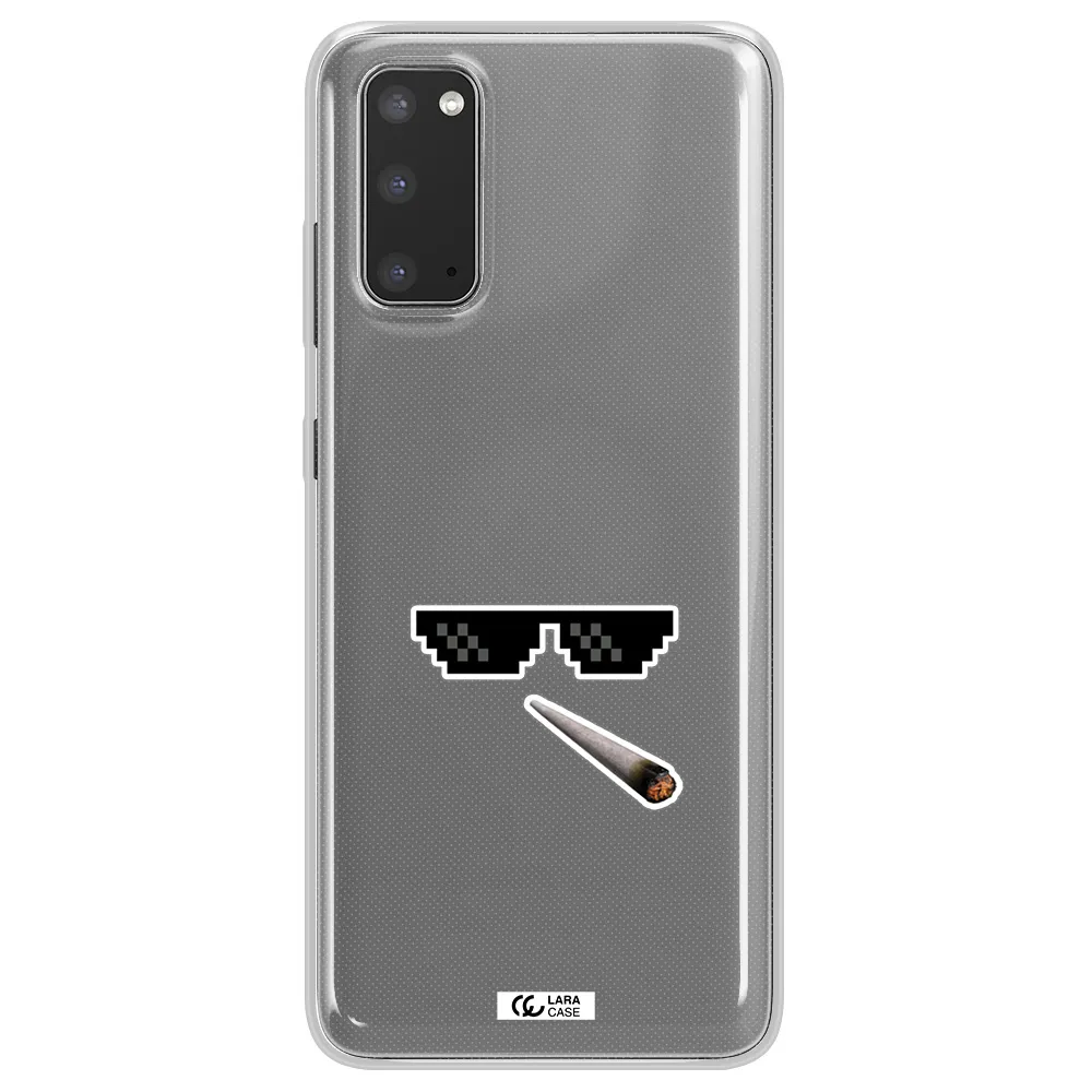 a cigarette and sunglasses Samsung S20 Clear TPU Case