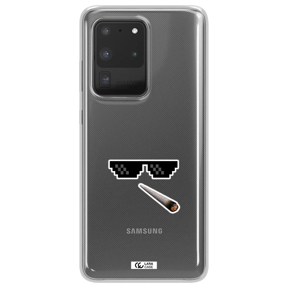 a cigarette and sunglasses Samsung S20 Ultra Clear TPU Case