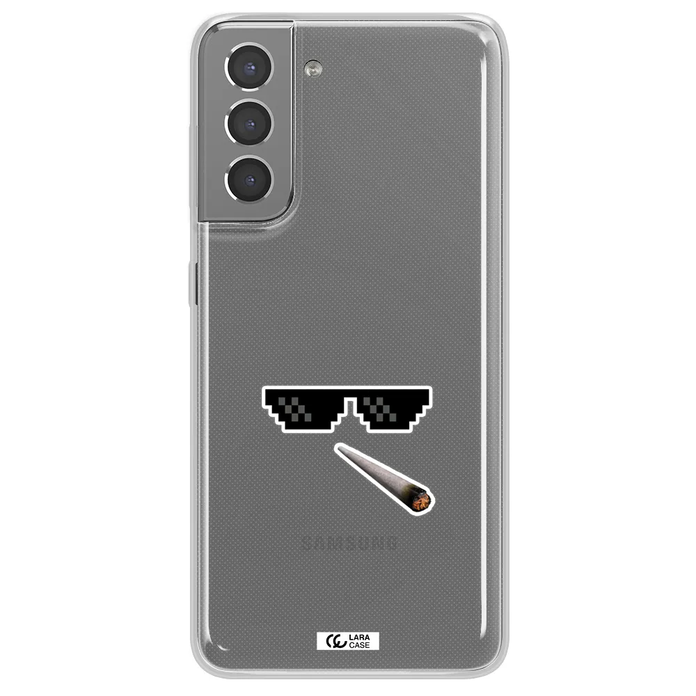 a cigarette and sunglasses Samsung S21 Plus Clear TPU Case