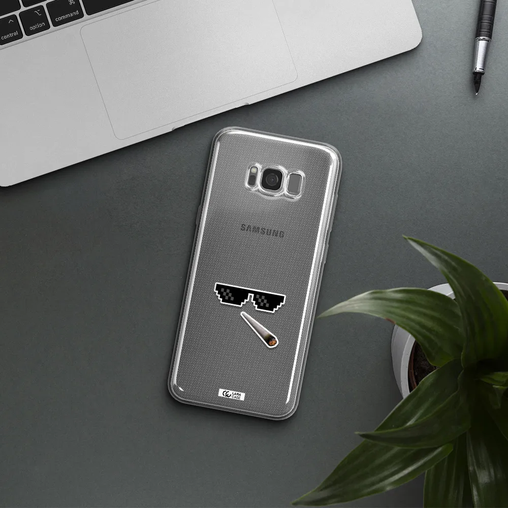 a cigarette and sunglasses Samsung S8 Clear TPU Case