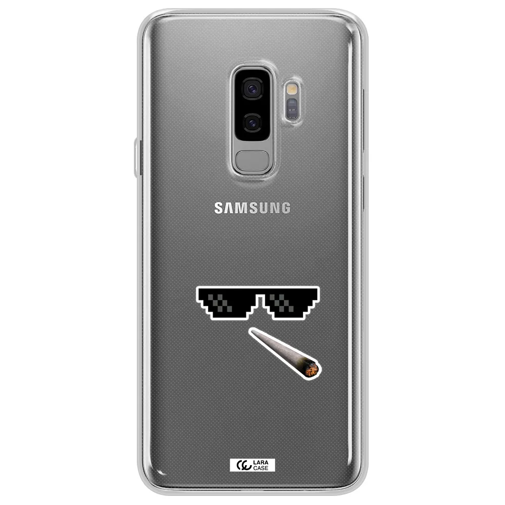 a cigarette and sunglasses Samsung S9 Plus Clear TPU Case