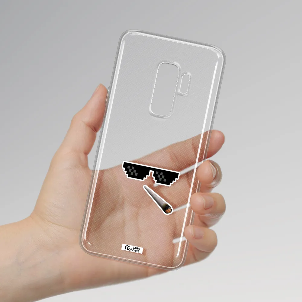 a cigarette and sunglasses Samsung S9 Plus Clear TPU Case