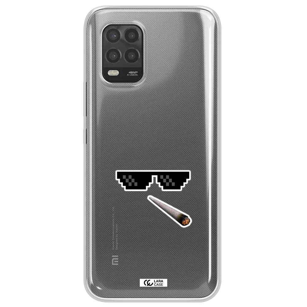 a cigarette and sunglasses Xiaomi Mi 10 Lite Clear TPU Case