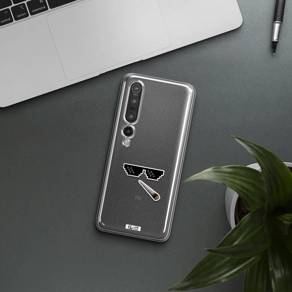 a cigarette and sunglasses Xiaomi Mi 10 Pro Clear TPU Case