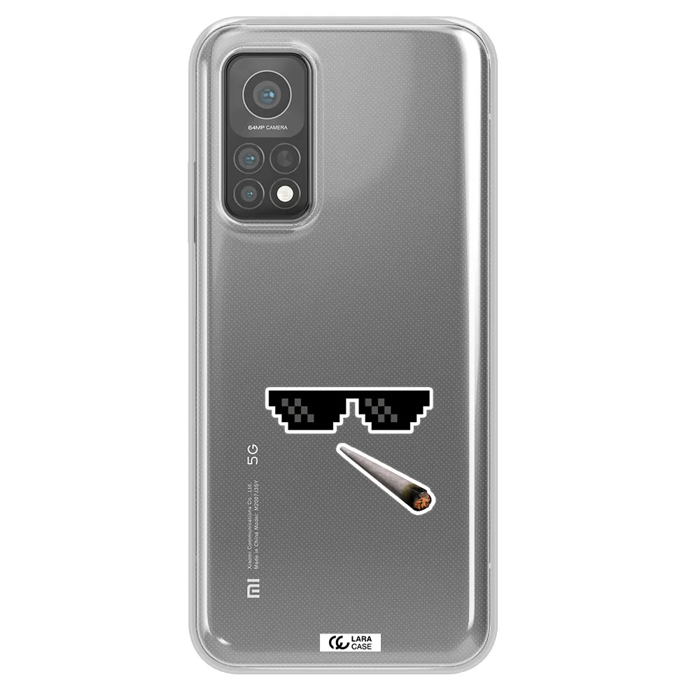 a cigarette and sunglasses Xiaomi Mi 10 T Pro Clear TPU Case