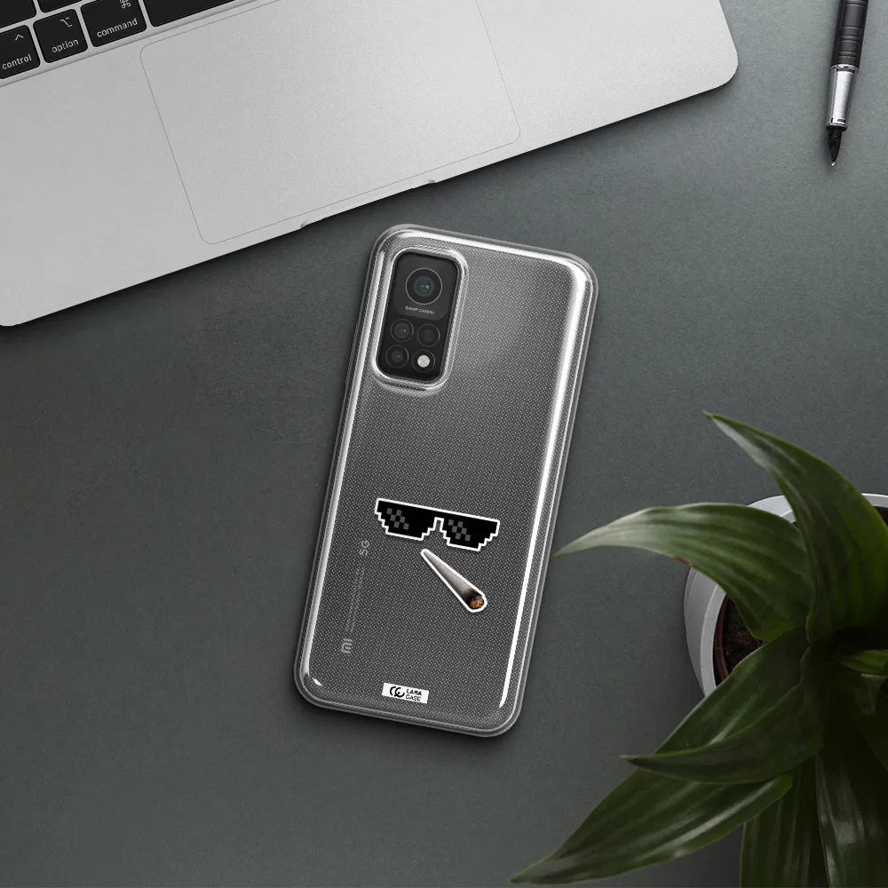 a cigarette and sunglasses Xiaomi Mi 10T Clear TPU Case