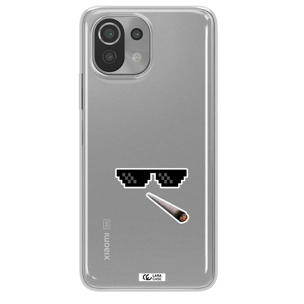 a cigarette and sunglasses Xiaomi Mi 11 Lite Clear TPU Case