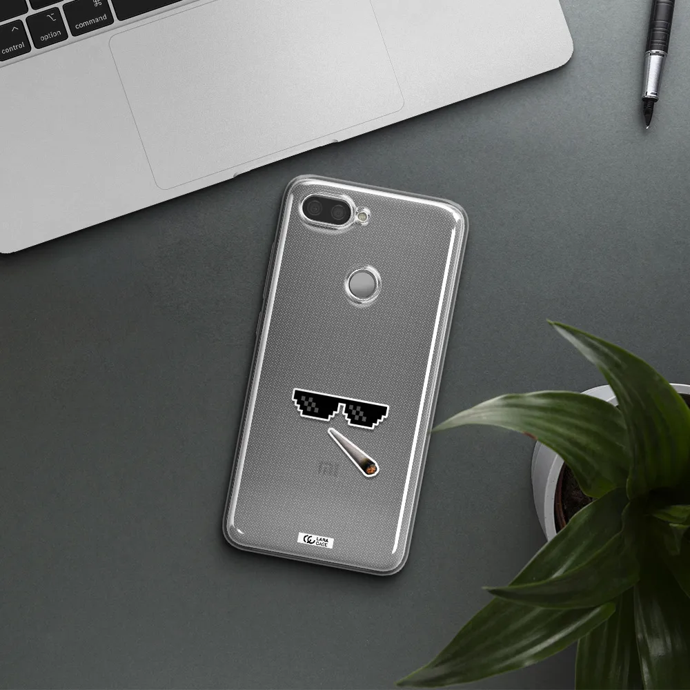 a cigarette and sunglasses Xiaomi Mi 8 Lite Clear TPU Case
