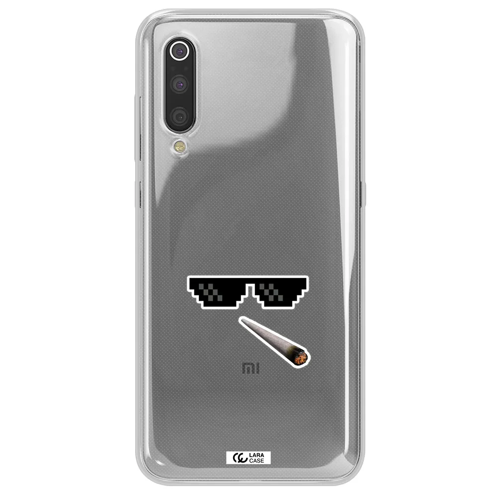 a cigarette and sunglasses Xiaomi Mi 9 Clear TPU Case