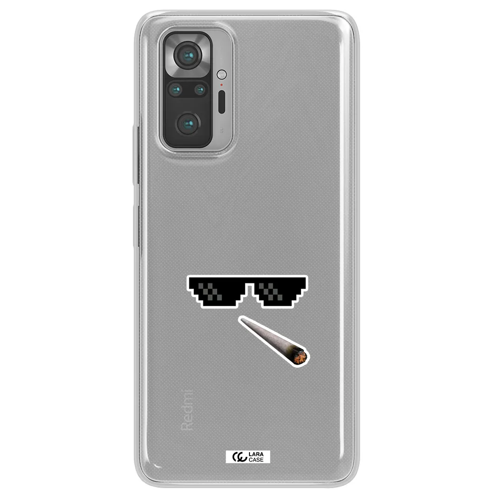 a cigarette and sunglasses Xiaomi Note 10 Pro Clear TPU Case