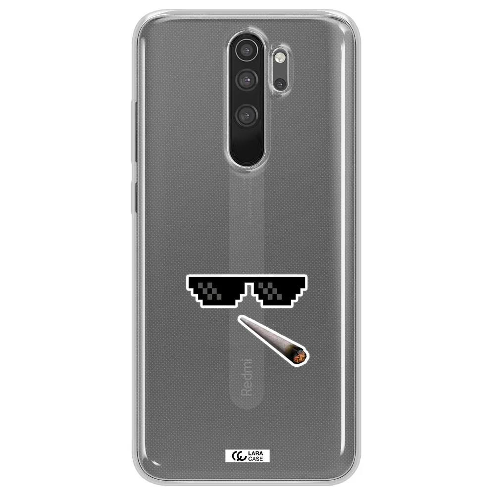 a cigarette and sunglasses Xiaomi Note 8 Pro Clear TPU Case