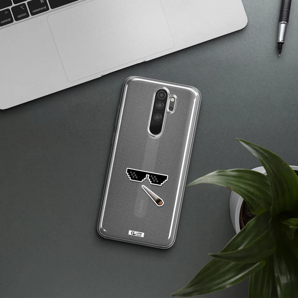 a cigarette and sunglasses Xiaomi Note 8 Pro Clear TPU Case