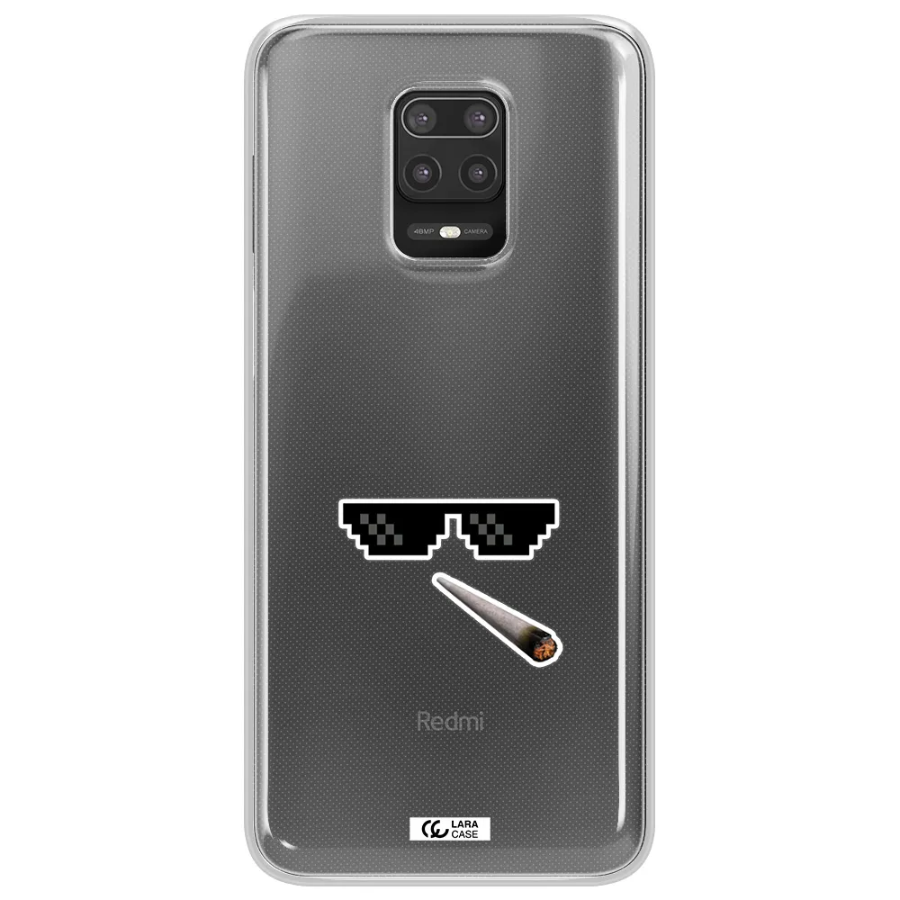 a cigarette and sunglasses Xiaomi Note 9S Clear TPU Case