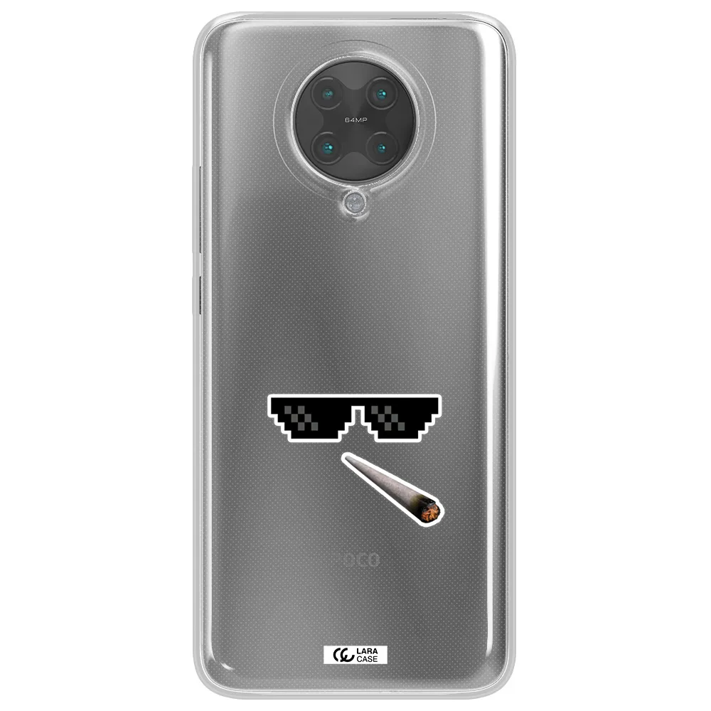 a cigarette and sunglasses Xiaomi Poco F2 Pro Clear TPU Case
