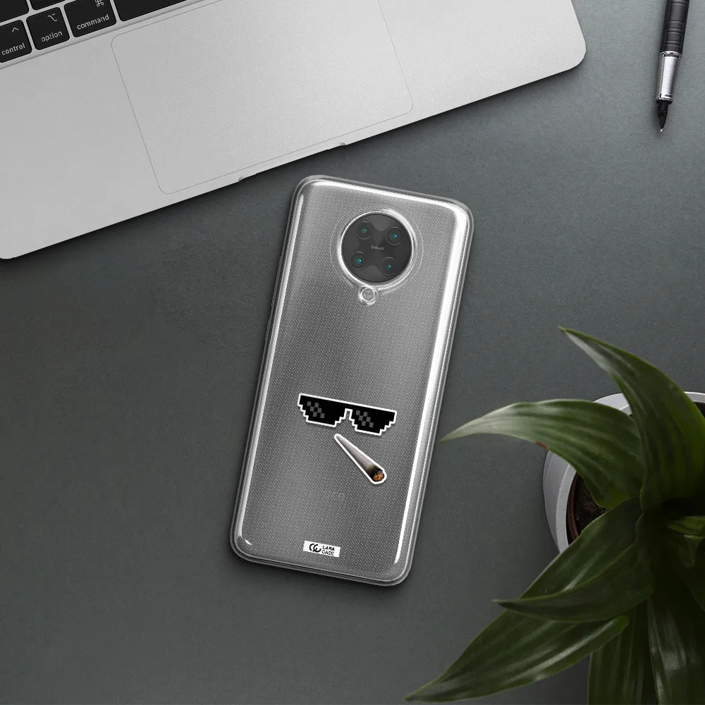 a cigarette and sunglasses Xiaomi Poco F2 Pro Clear TPU Case