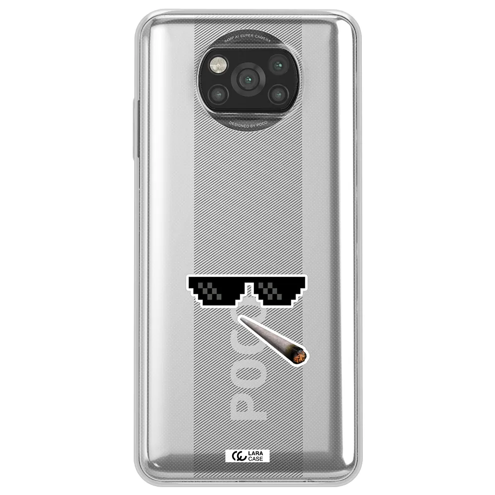 a cigarette and sunglasses Xiaomi Poco X3 Clear TPU Case