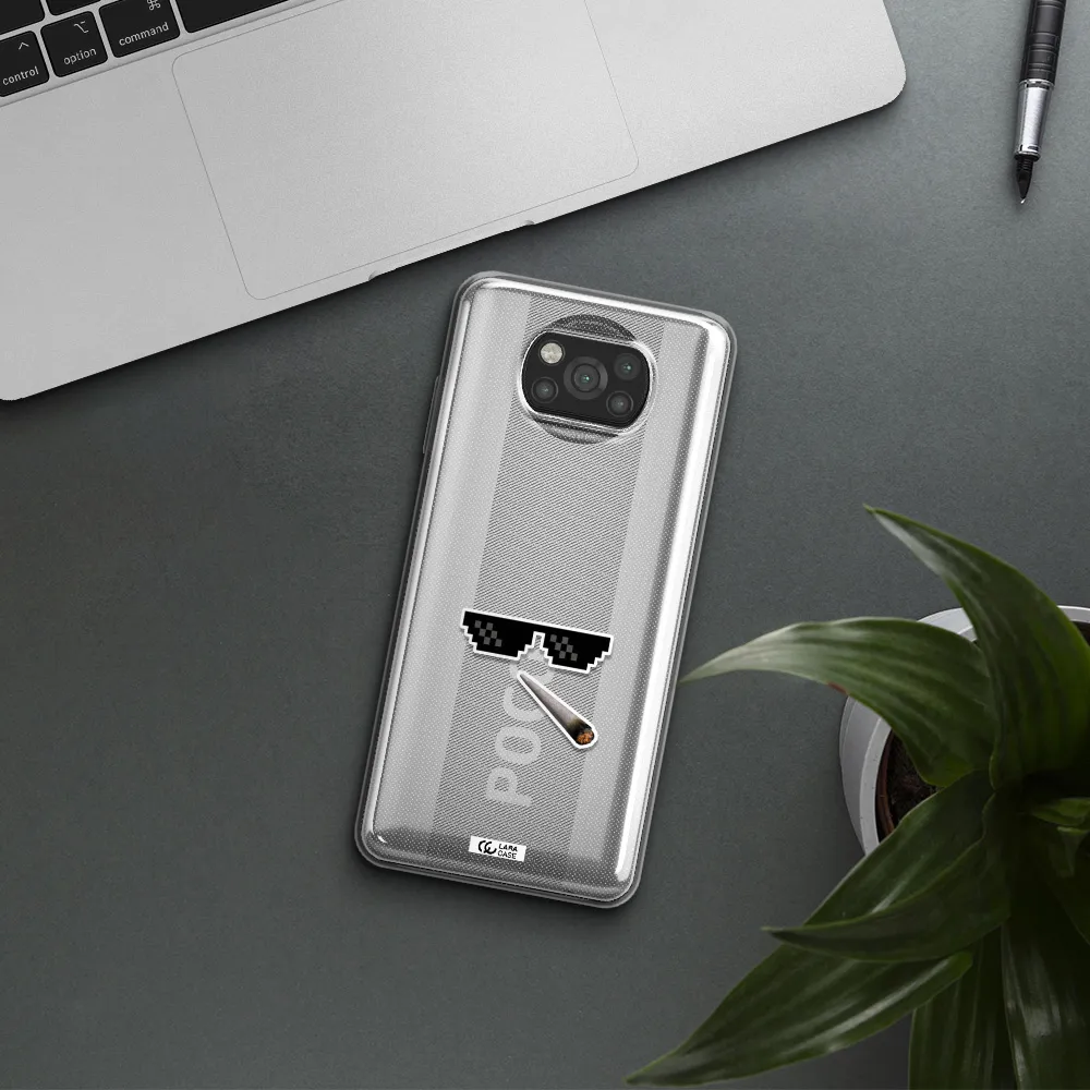 a cigarette and sunglasses Xiaomi Poco X3 Clear TPU Case