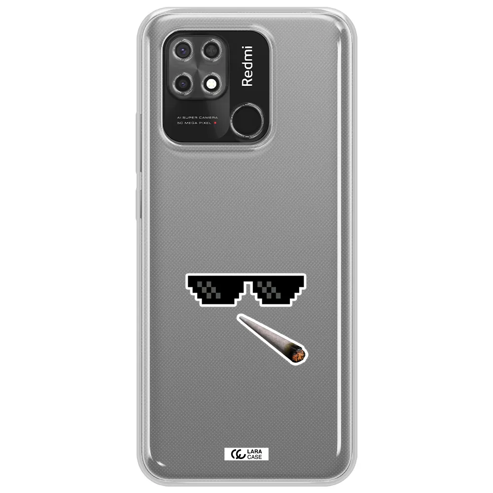 a cigarette and sunglasses Xiaomi Redmi 10C Clear TPU Case