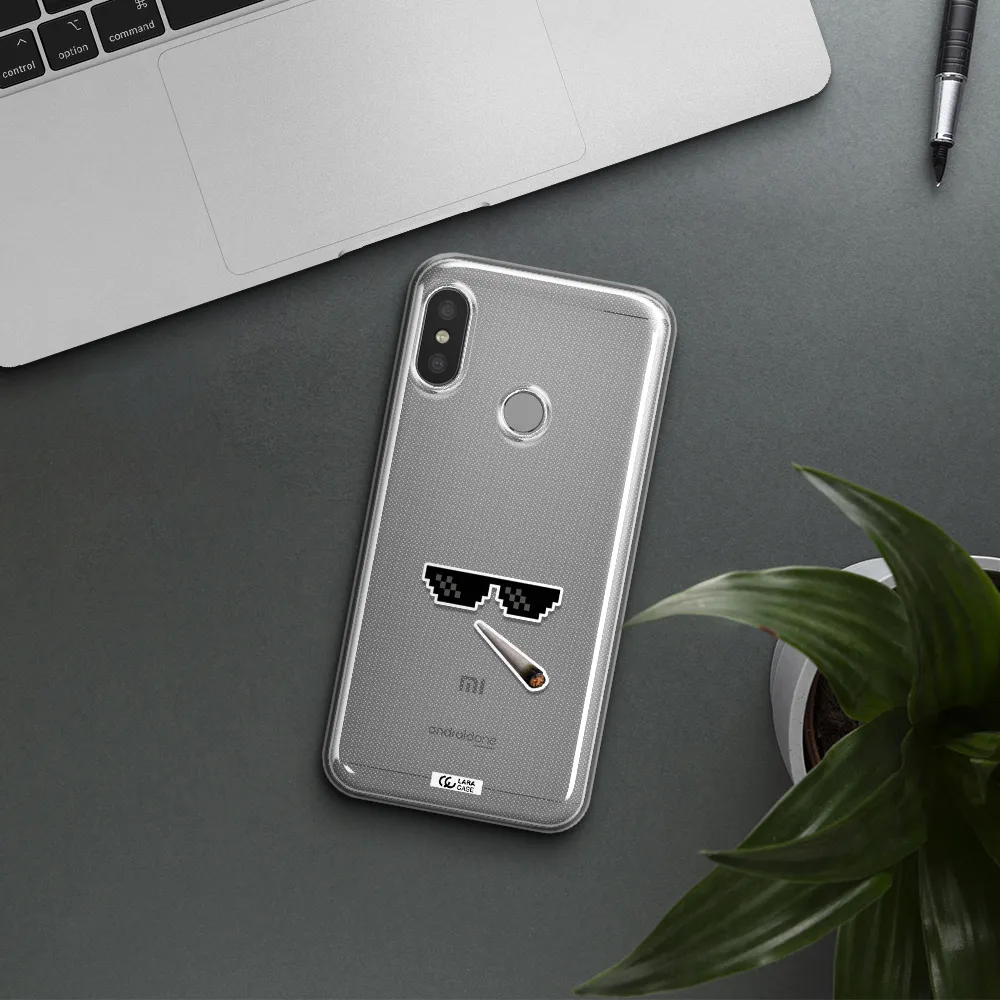 a cigarette and sunglasses Xiaomi Redmi 6 Pro Clear TPU Case