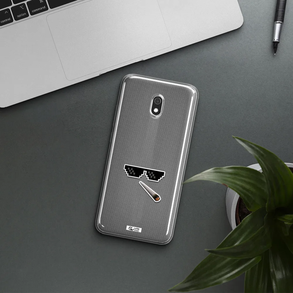 a cigarette and sunglasses Xiaomi Redmi 8A Clear TPU Case