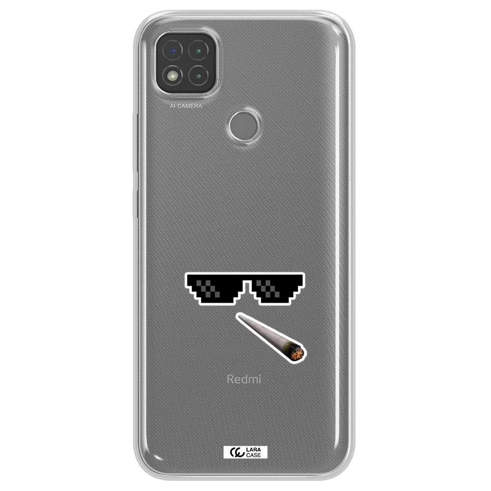 a cigarette and sunglasses Xiaomi Redmi 9C Clear TPU Case