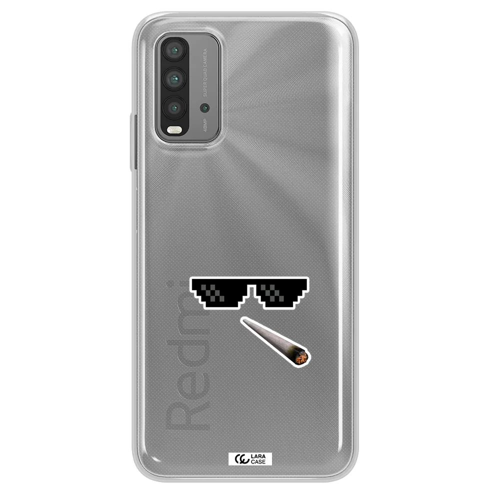 a cigarette and sunglasses Xiaomi Redmi 9T Clear TPU Case