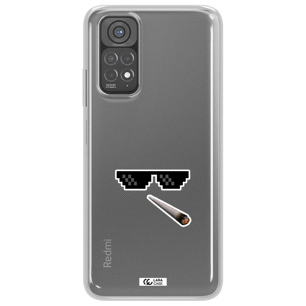 a cigarette and sunglasses Xiaomi Redmi Note 11 Clear TPU Case