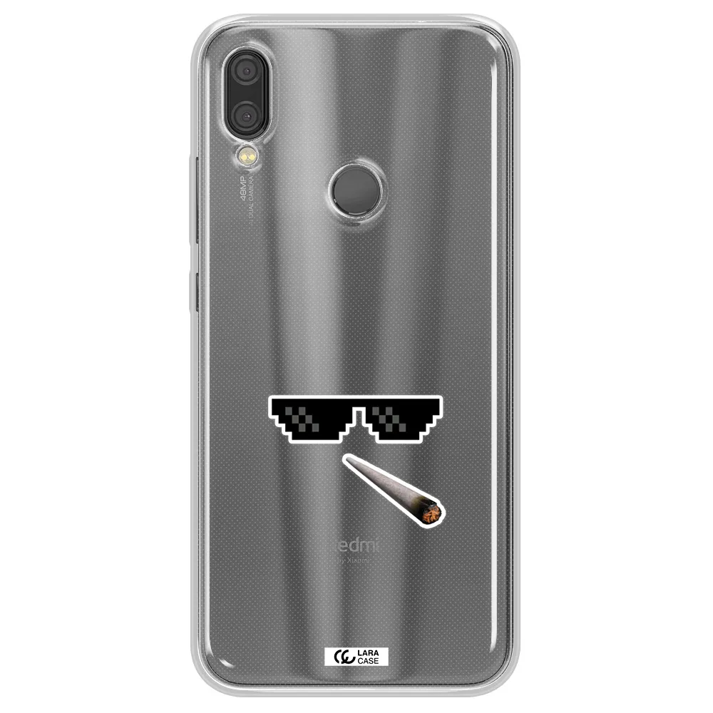 a cigarette and sunglasses Xiaomi Redmi Note 7 Clear TPU Case