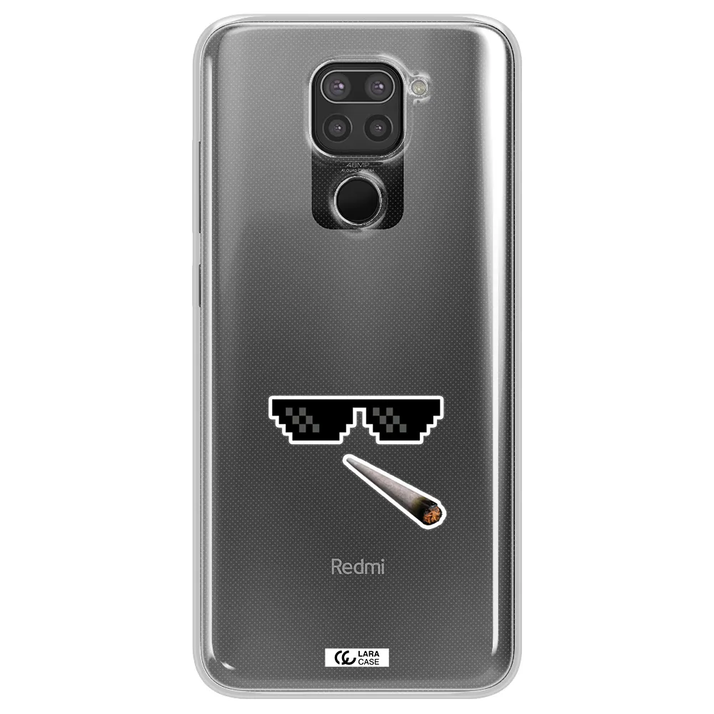 a cigarette and sunglasses Xiaomi Redmi Note 9 Clear TPU Case