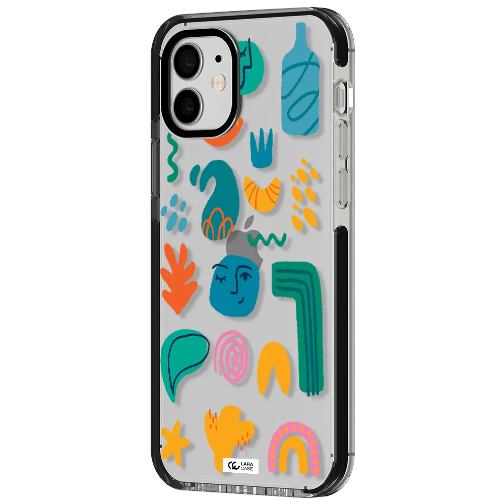 a collection of colorful shapes Apple iPhone 11 impact black border Case