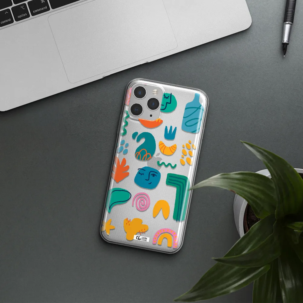 a collection of colorful shapes Apple iPhone 11 pro Clear TPU Case
