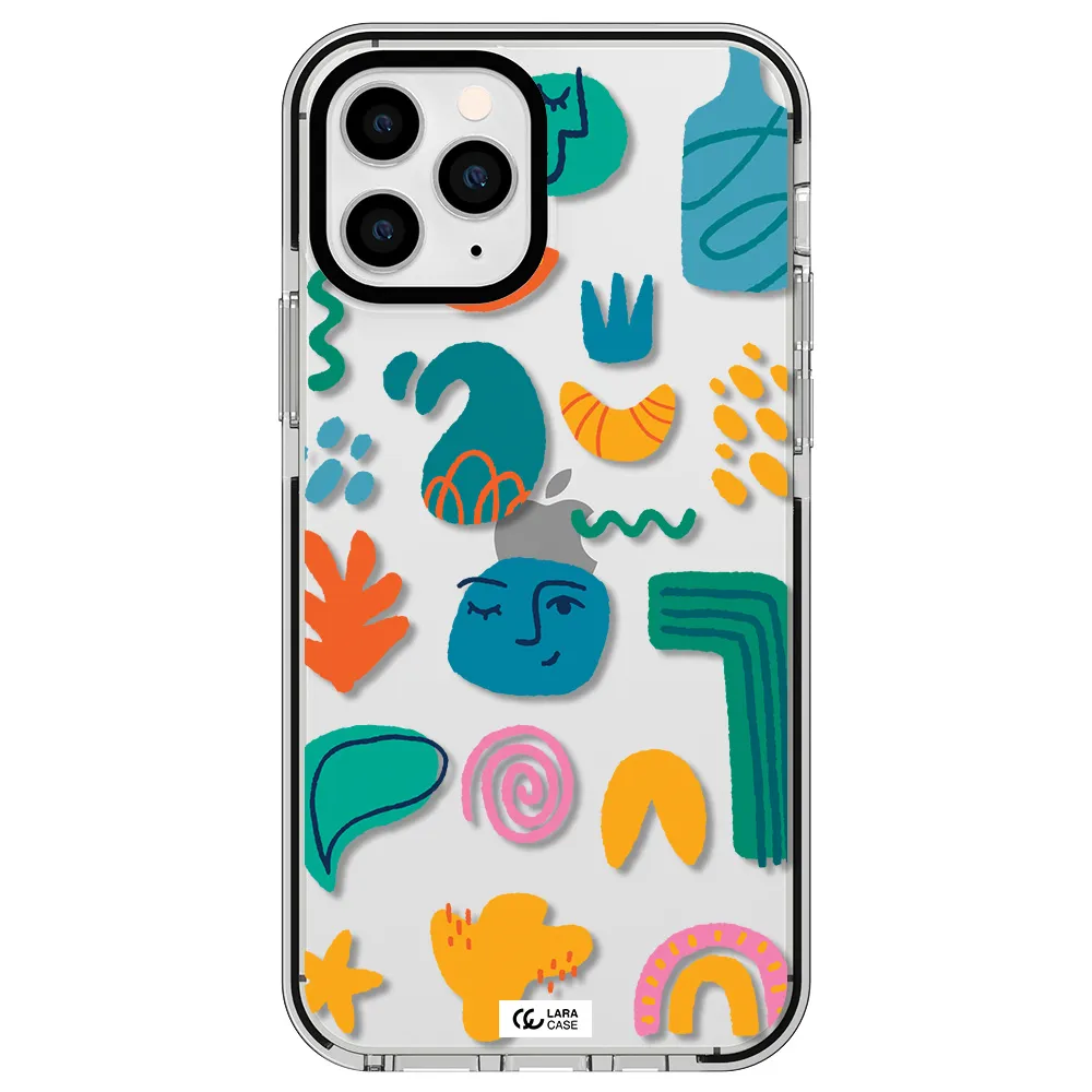 a collection of colorful shapes Apple iPhone 11 pro impact black border Case